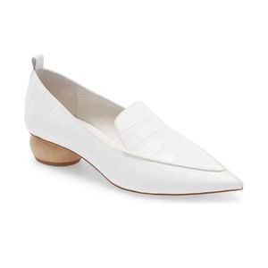 Viona Pointed toe white croc loafer